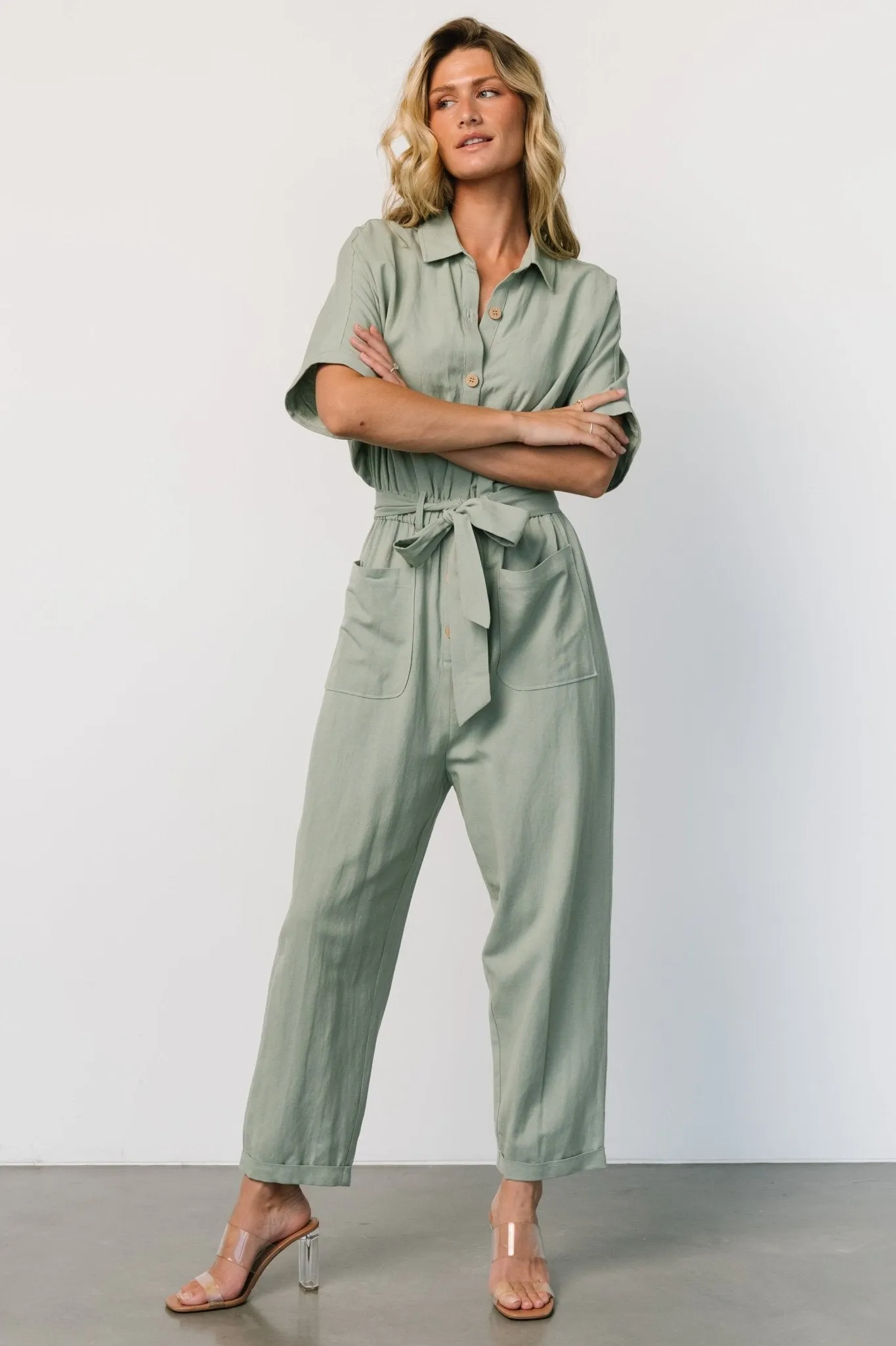 Dallas Button Up Jumpsuit | Sage sold by Baltic Born product image thumbnail 4