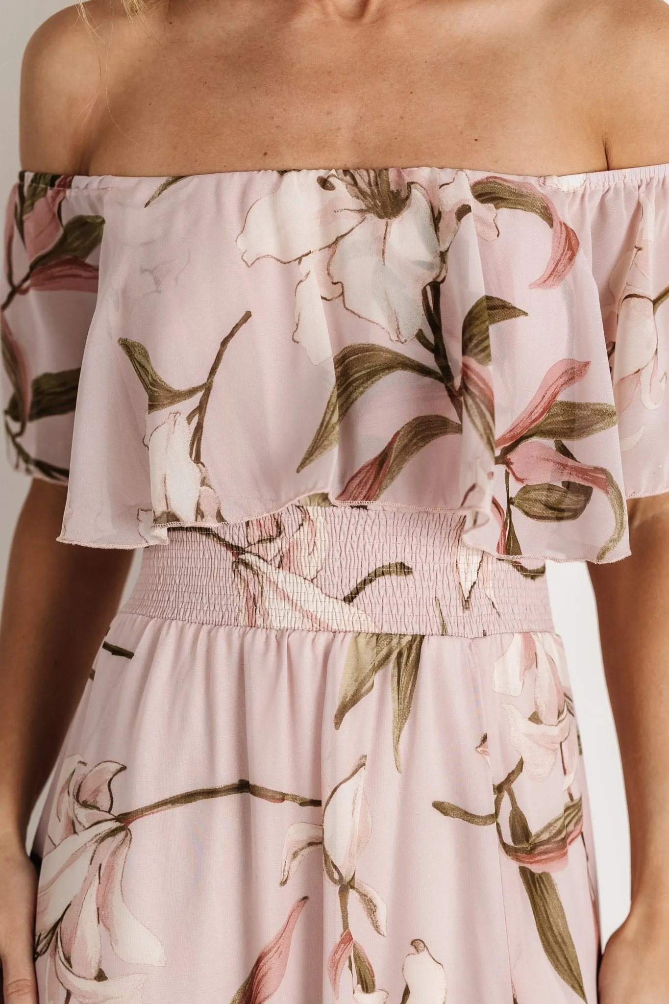 Daphne Off Shoulder Maxi Dress | Mauve Floral sold by Baltic Born product image thumbnail 2