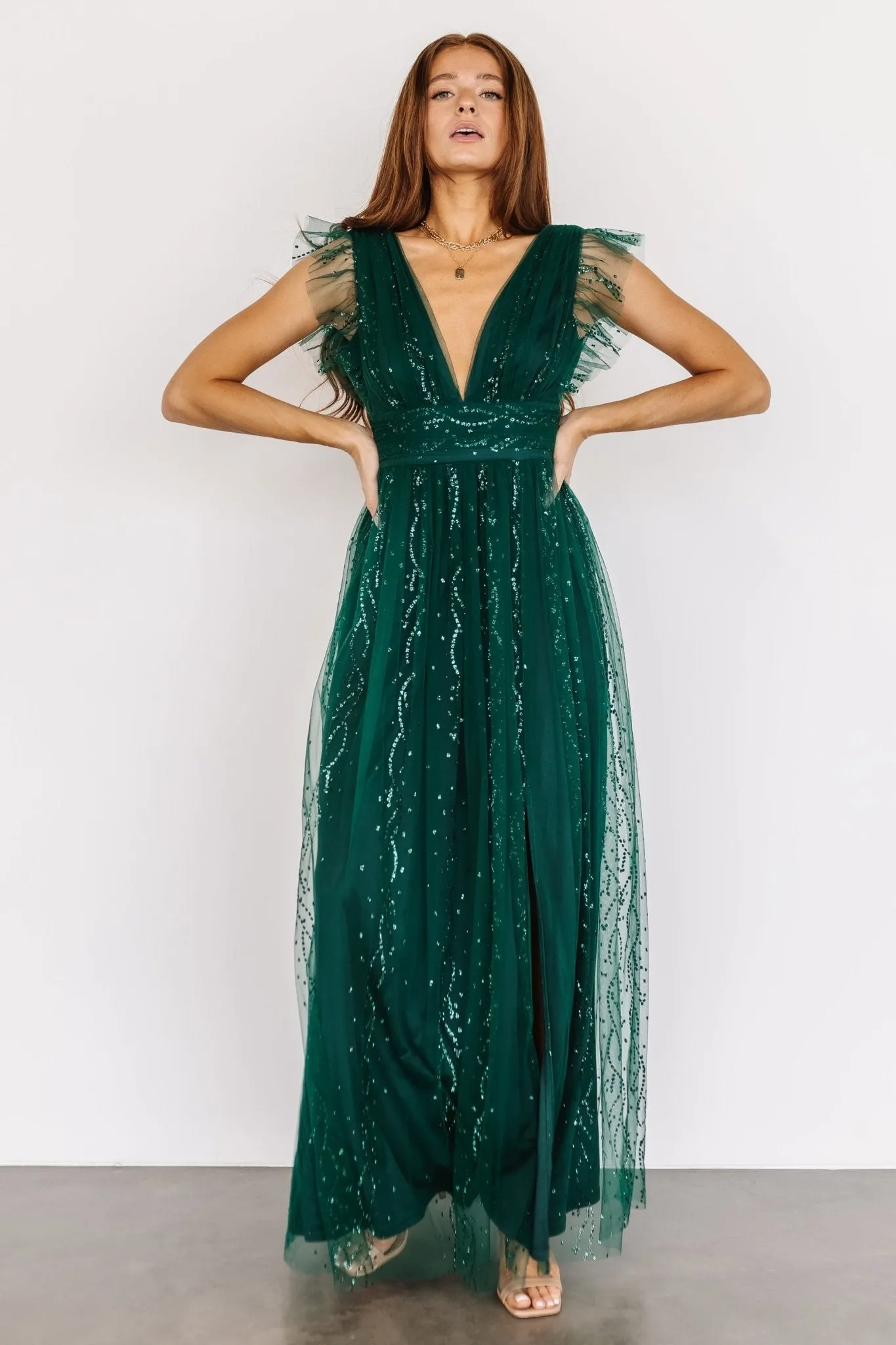 Annika Sequin Mesh Maxi Dress | Green sold by Baltic Born product image thumbnail 5