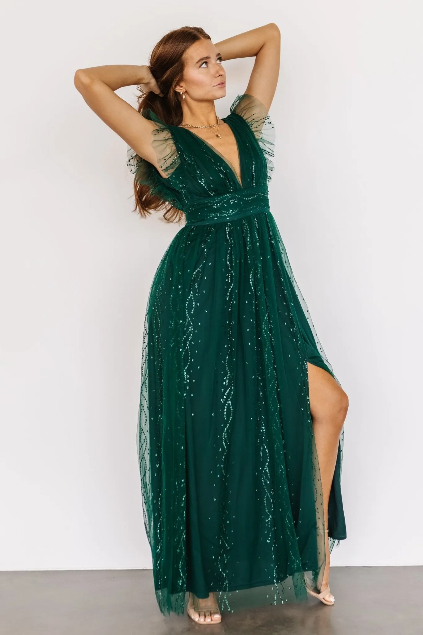 Annika Sequin Mesh Maxi Dress | Green sold by Baltic Born product image thumbnail 3