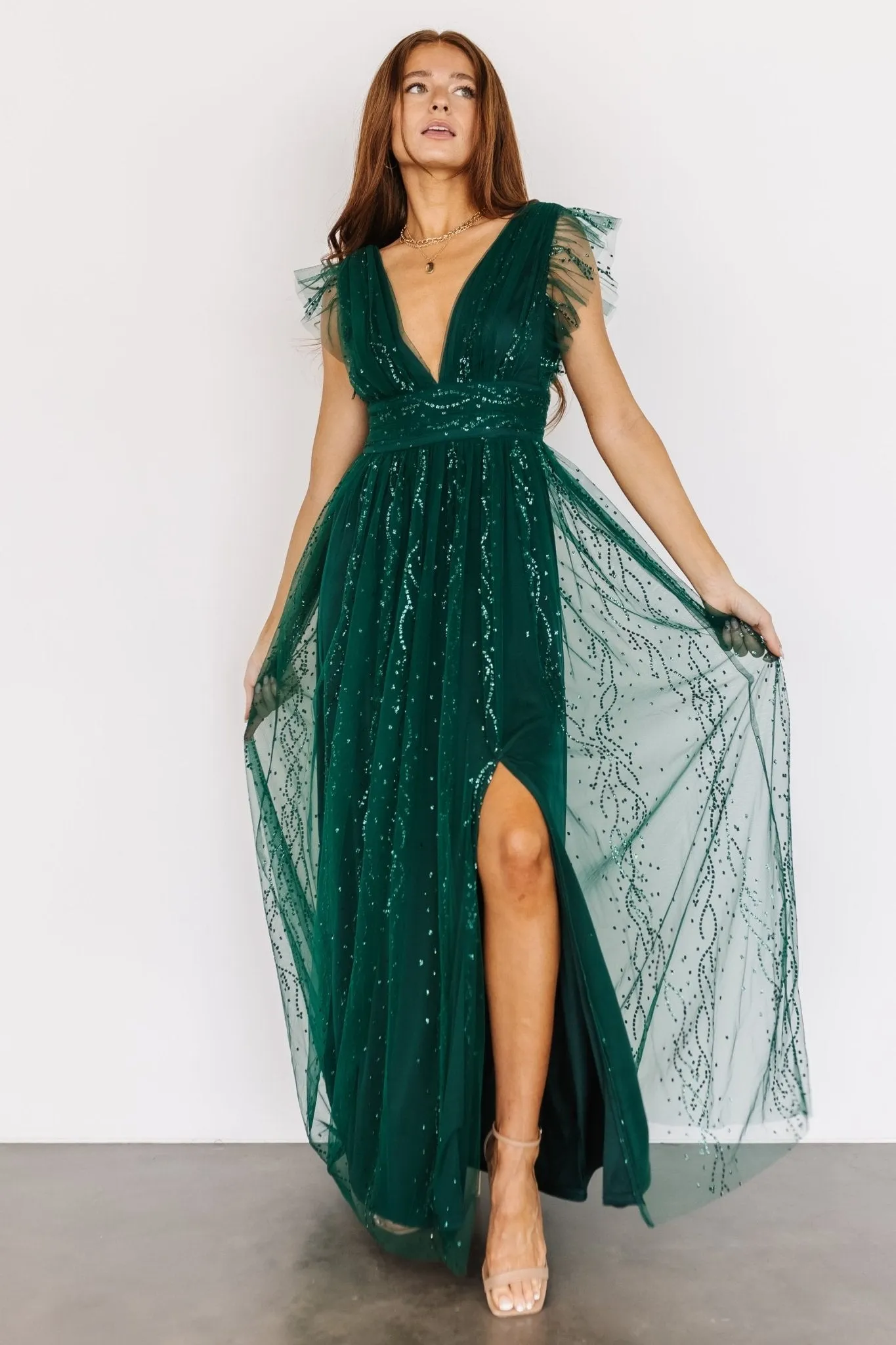 Annika Sequin Mesh Maxi Dress | Green sold by Baltic Born
