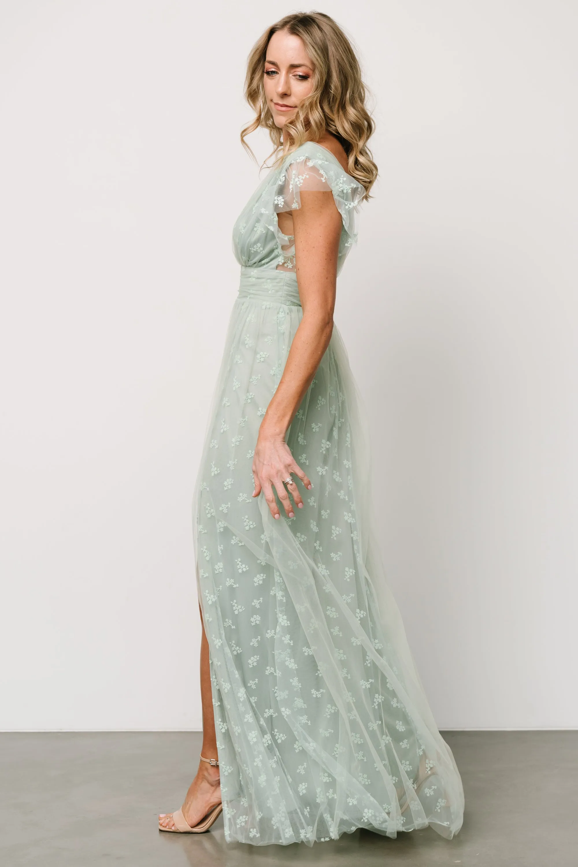 Caterina Tulle Maxi Dress | Sage sold by Baltic Born product image thumbnail 3