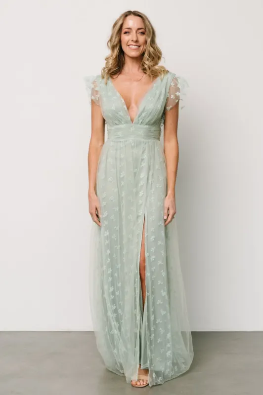 Caterina Tulle Maxi Dress | Sage sold by Baltic Born