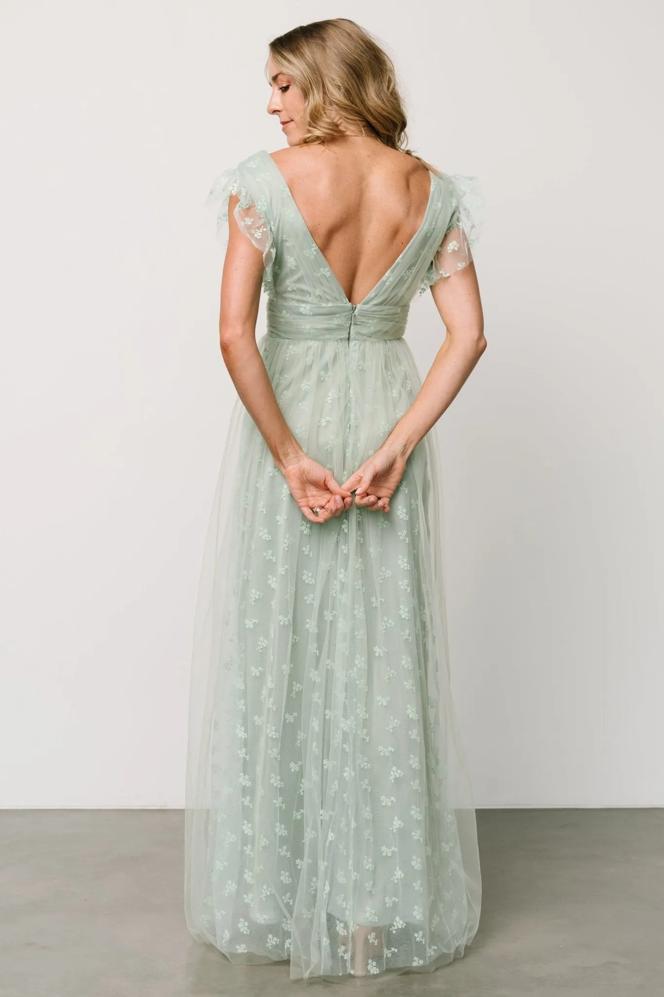 Caterina Tulle Maxi Dress | Sage sold by Baltic Born product image thumbnail 2