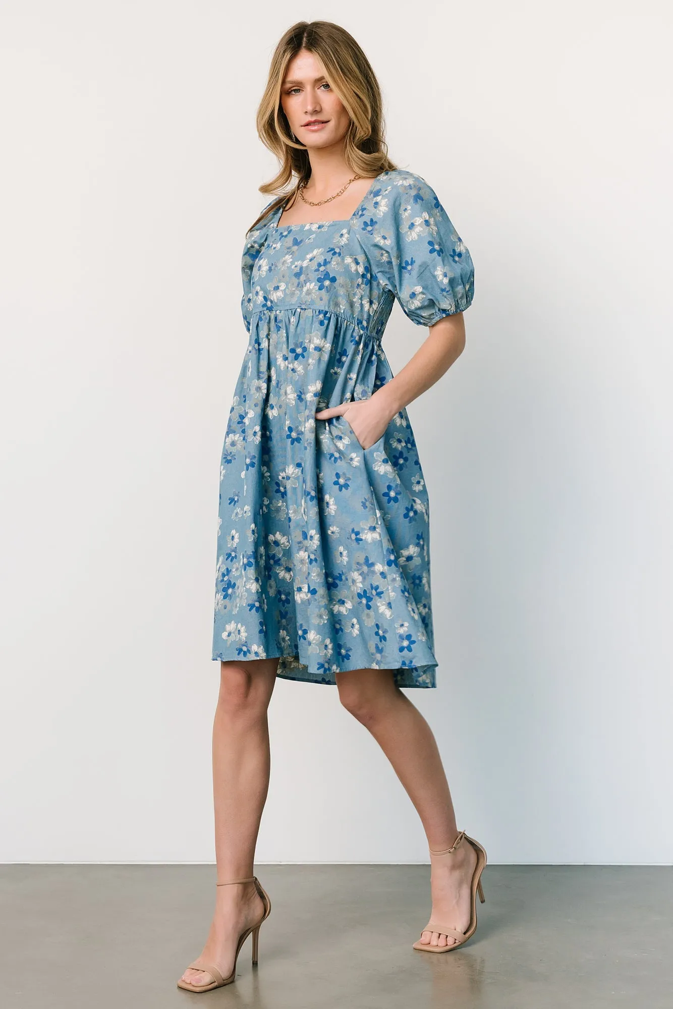 Dorothea Midi Dress | Denim Floral sold by Baltic Born product image thumbnail 4