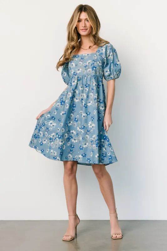Dorothea Midi Dress | Denim Floral made by Polagram