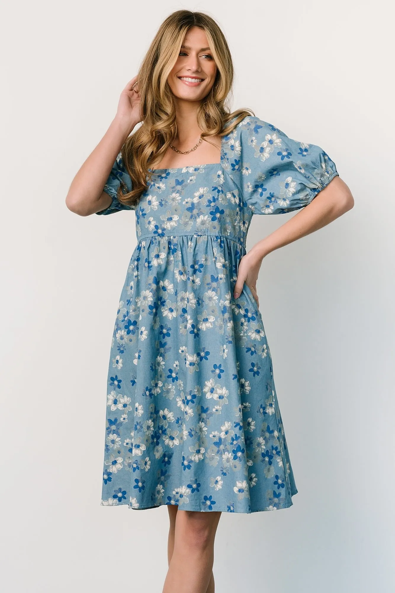 Dorothea Midi Dress | Denim Floral sold by Baltic Born product image thumbnail 3