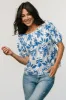 Santorini Off Shoulder Top | White + Blue sold by Baltic Born