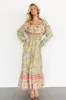 Leidy Off Shoulder Maxi Dress | Sage Multi sold by Baltic Born