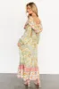 Leidy Off Shoulder Maxi Dress | Sage Multi sold by Baltic Born