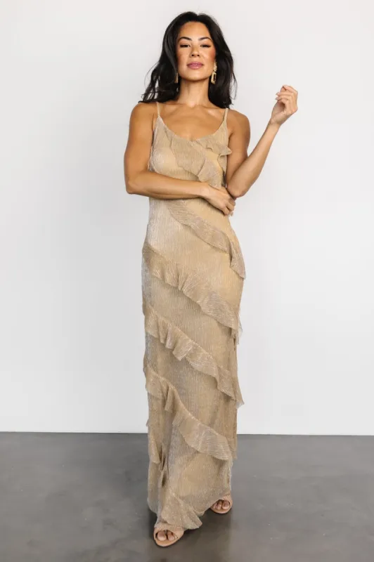 Belisama Ruffle Gown | Gold sold by Baltic Born