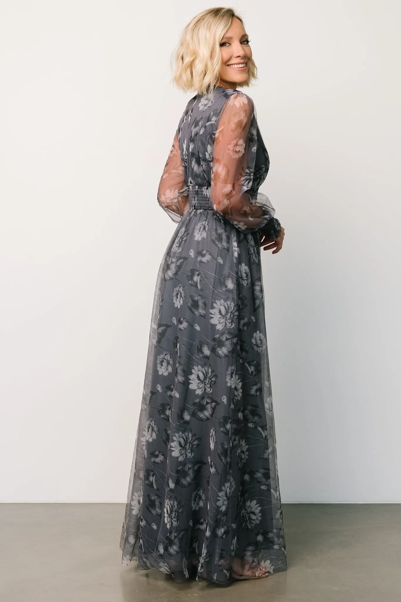 Layla Tulle Maxi Dress | Slate Floral sold by Baltic Born product image thumbnail 3