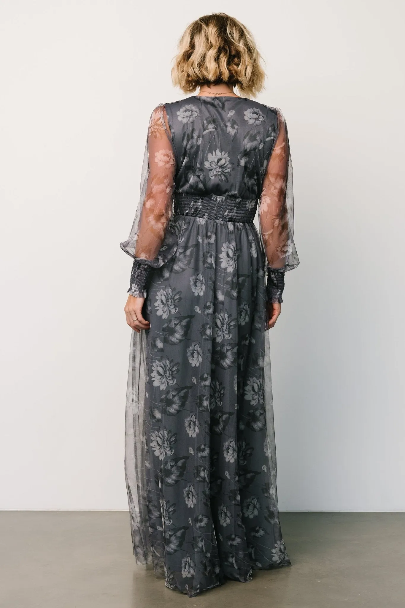 Layla Tulle Maxi Dress | Slate Floral sold by Baltic Born product image thumbnail 4