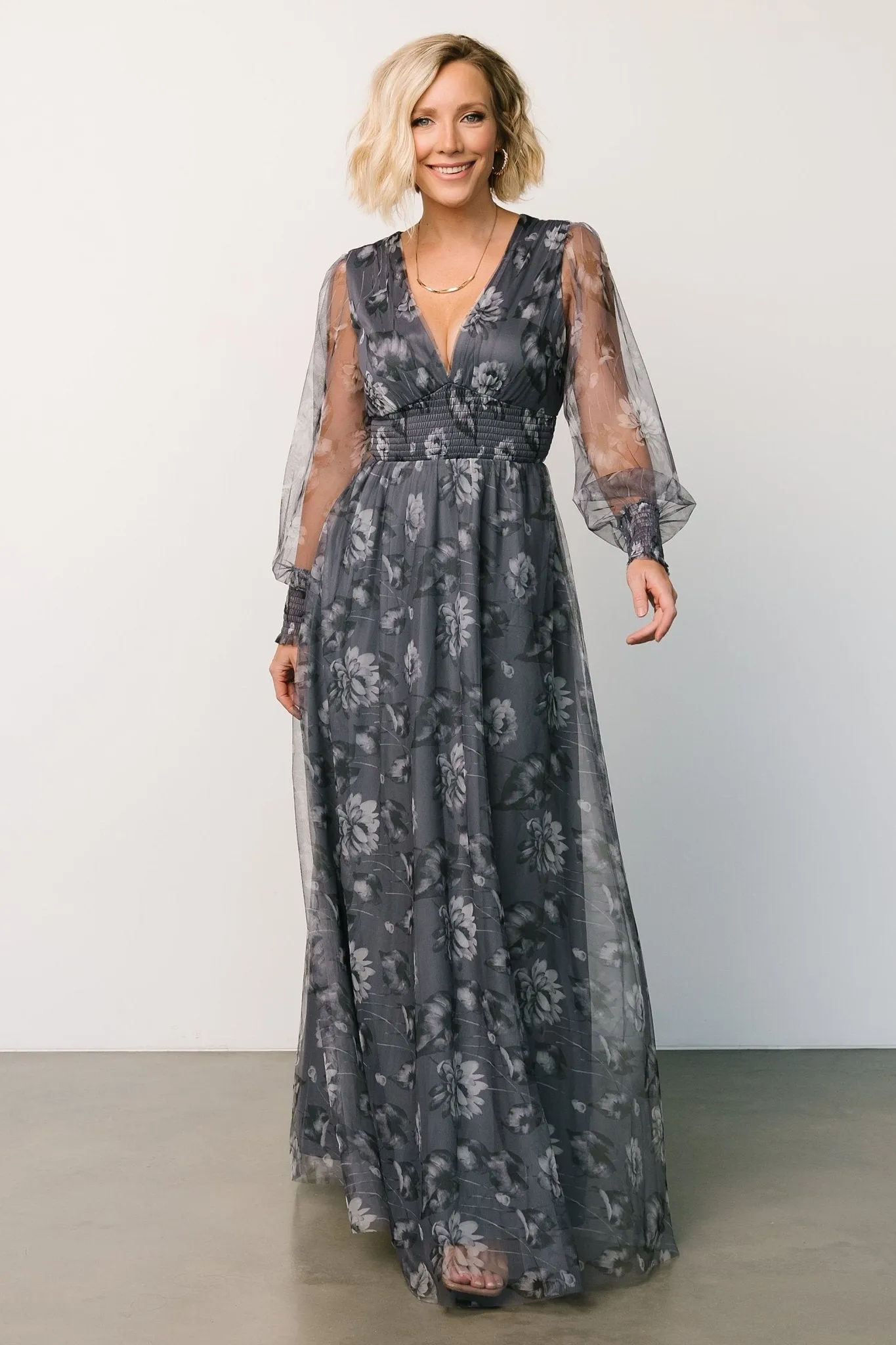 Layla Tulle Maxi Dress | Slate Floral sold by Baltic Born