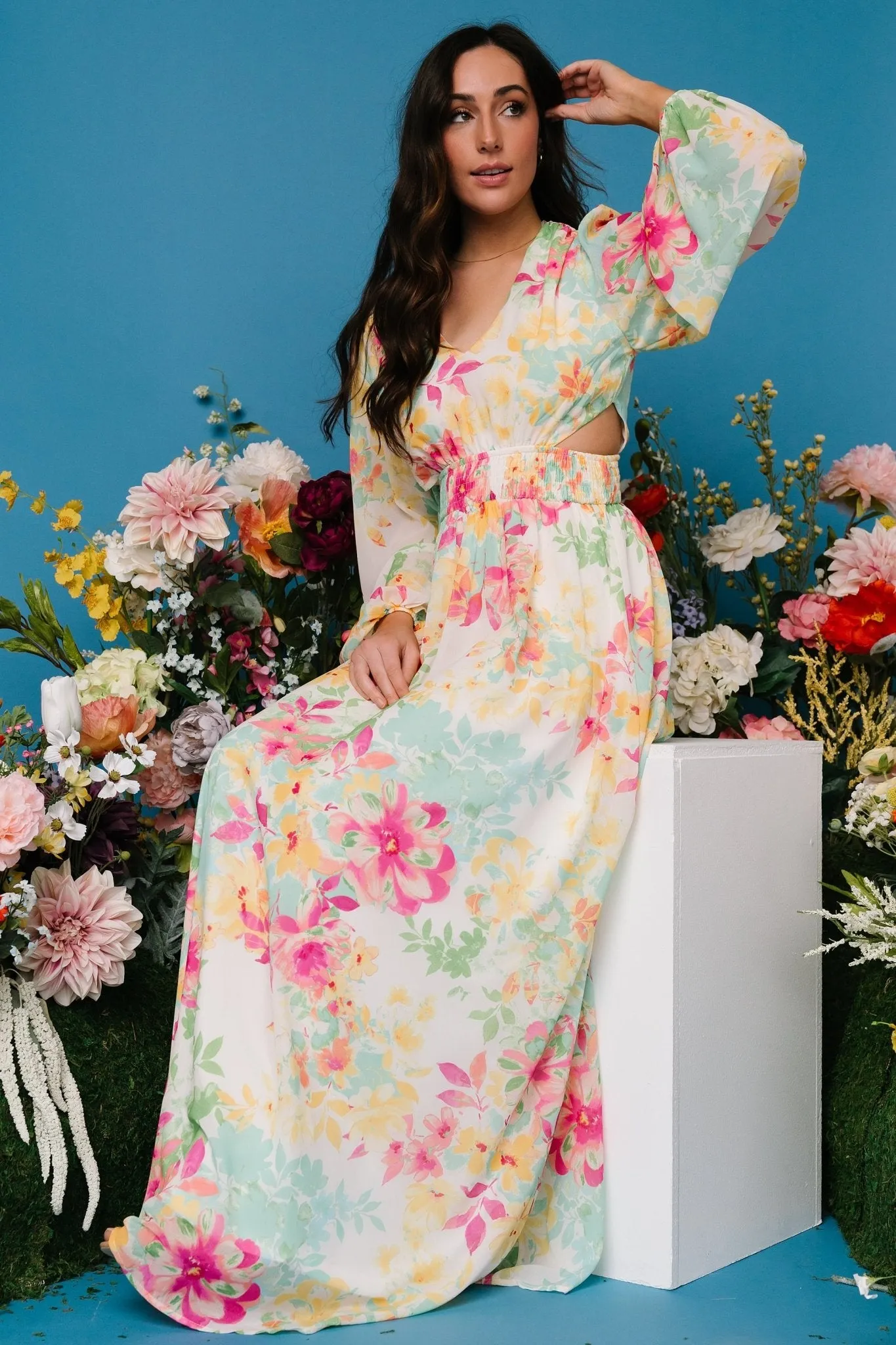 Lancaster Maxi Dress | Ivory Multi Floral sold by Baltic Born