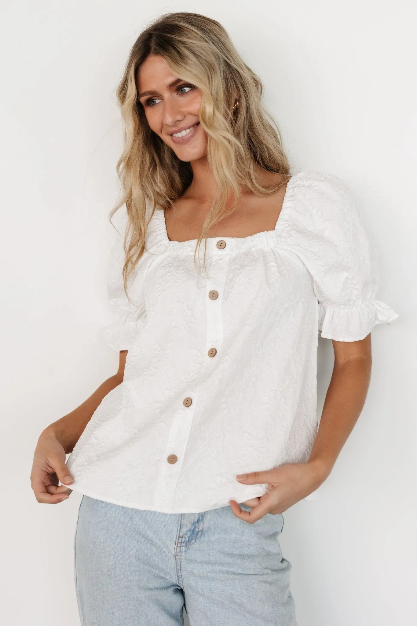 Dalian Embossed Top | Off White sold by Baltic Born