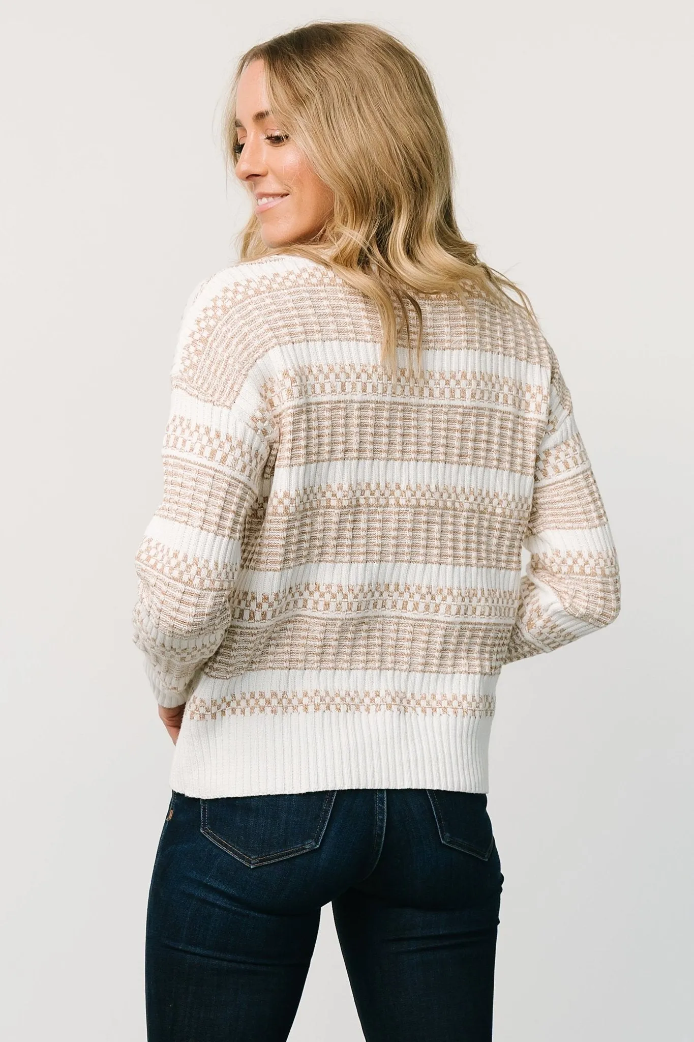 Brigitte Knit Sweater | Taupe + Off White sold by Baltic Born product image thumbnail 3