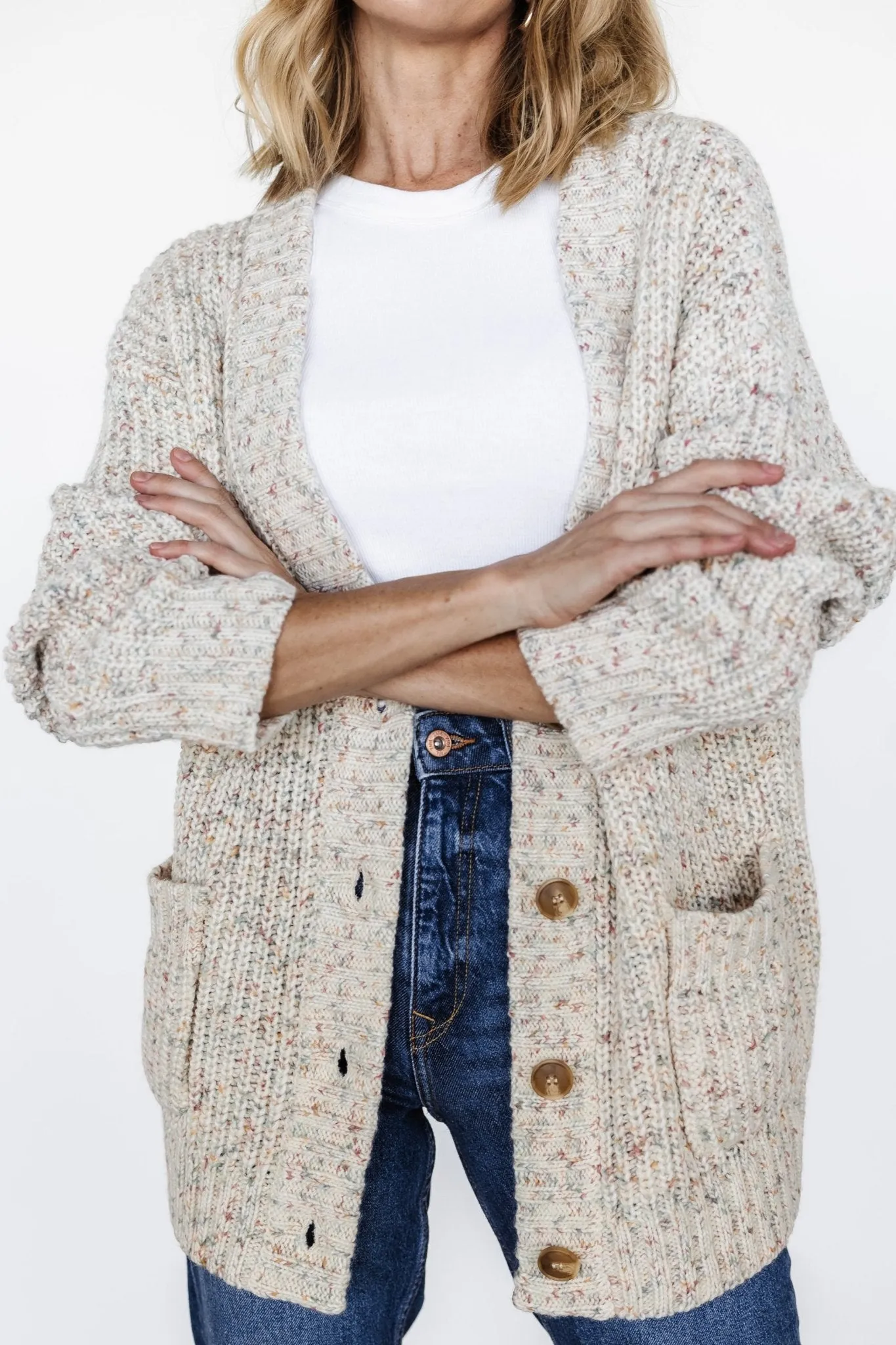 Phillis Chunky Knit Cardigan | Oatmeal Multi sold by Baltic Born product image thumbnail 2