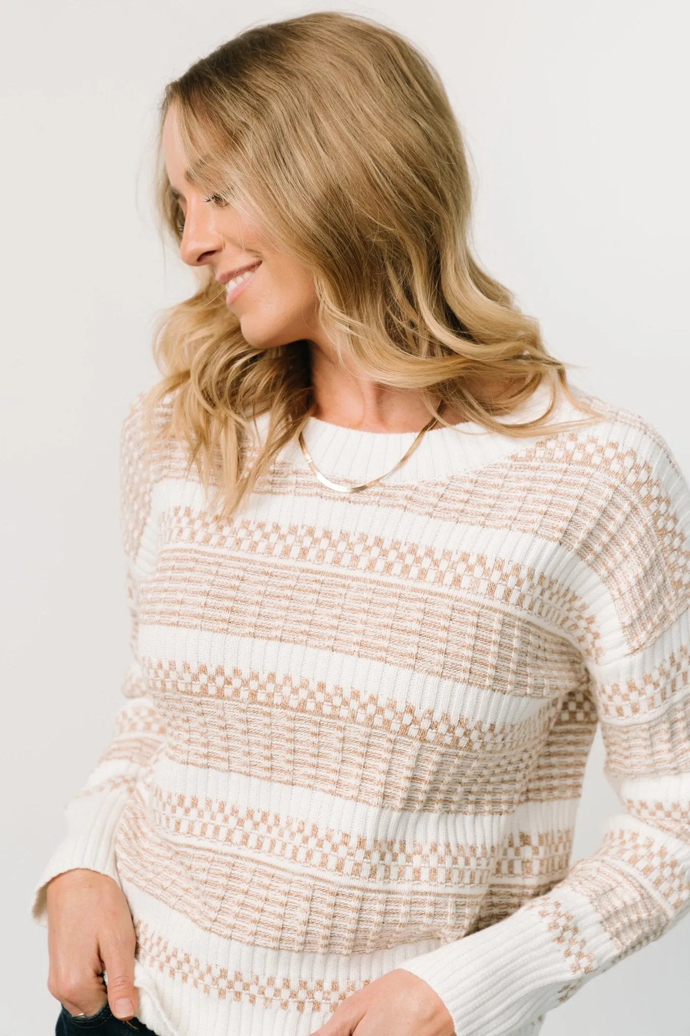 Brigitte Knit Sweater | Taupe + Off White sold by Baltic Born product image thumbnail 4