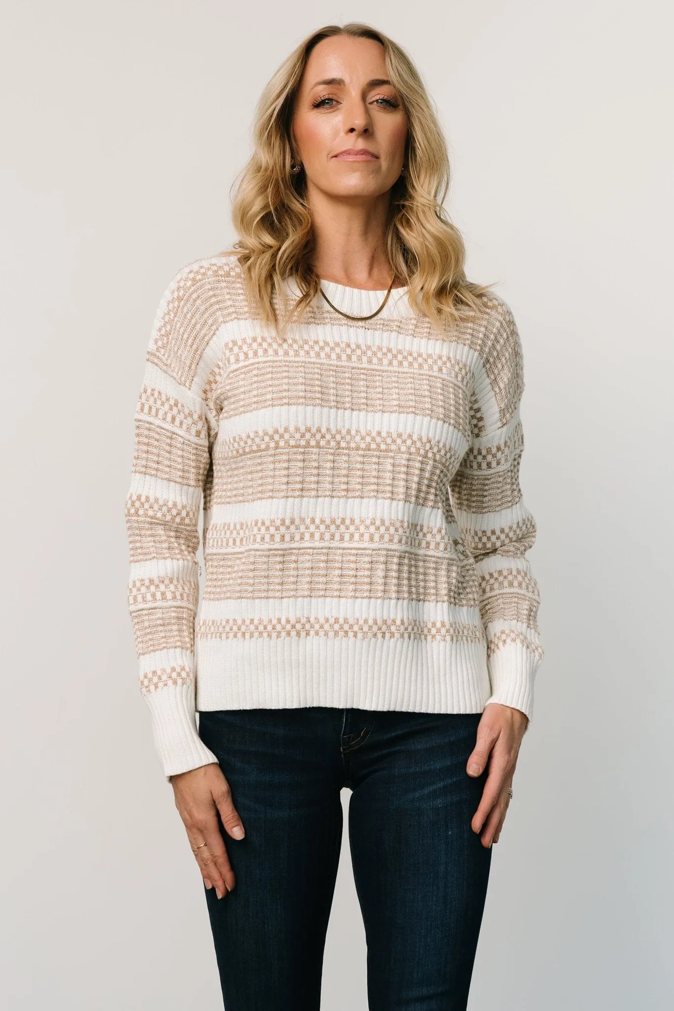 Brigitte Knit Sweater | Taupe + Off White sold by Baltic Born product image thumbnail 5