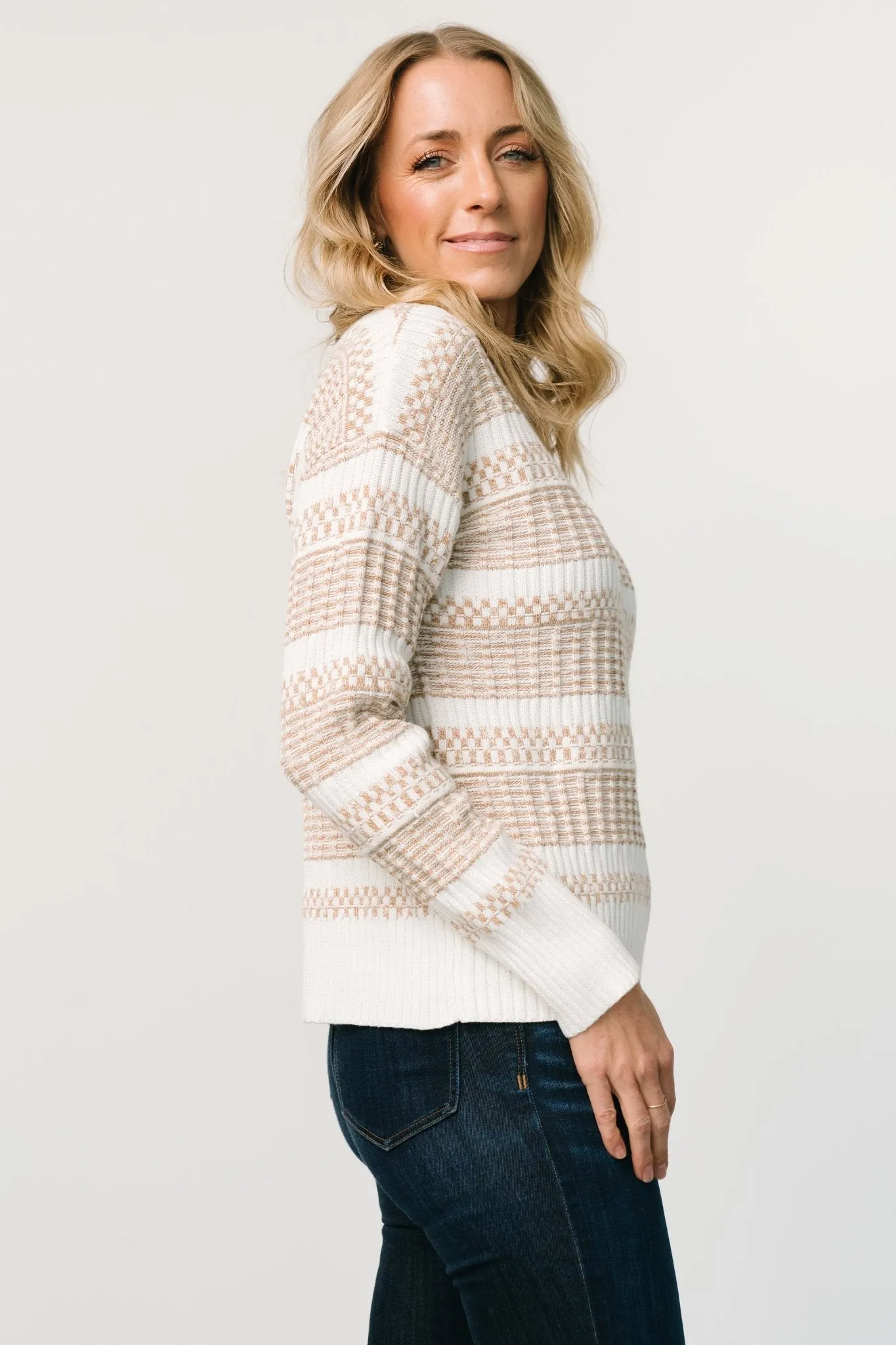Brigitte Knit Sweater | Taupe + Off White sold by Baltic Born product image thumbnail 2