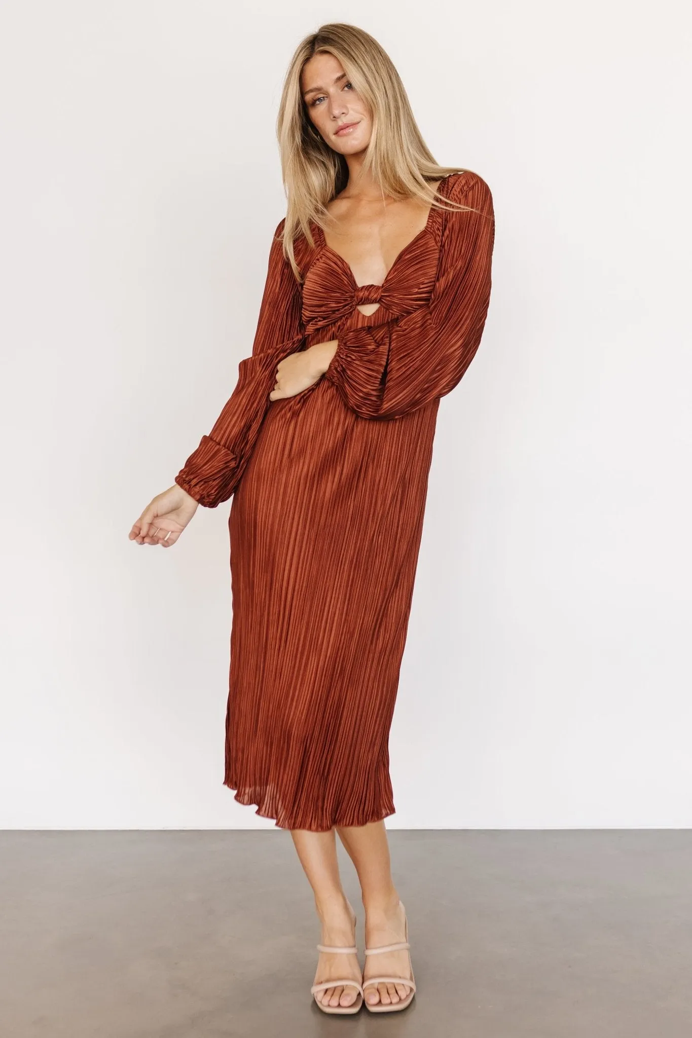 Amani Pleated Midi Dress | Cinnamon sold by Baltic Born product image thumbnail 5