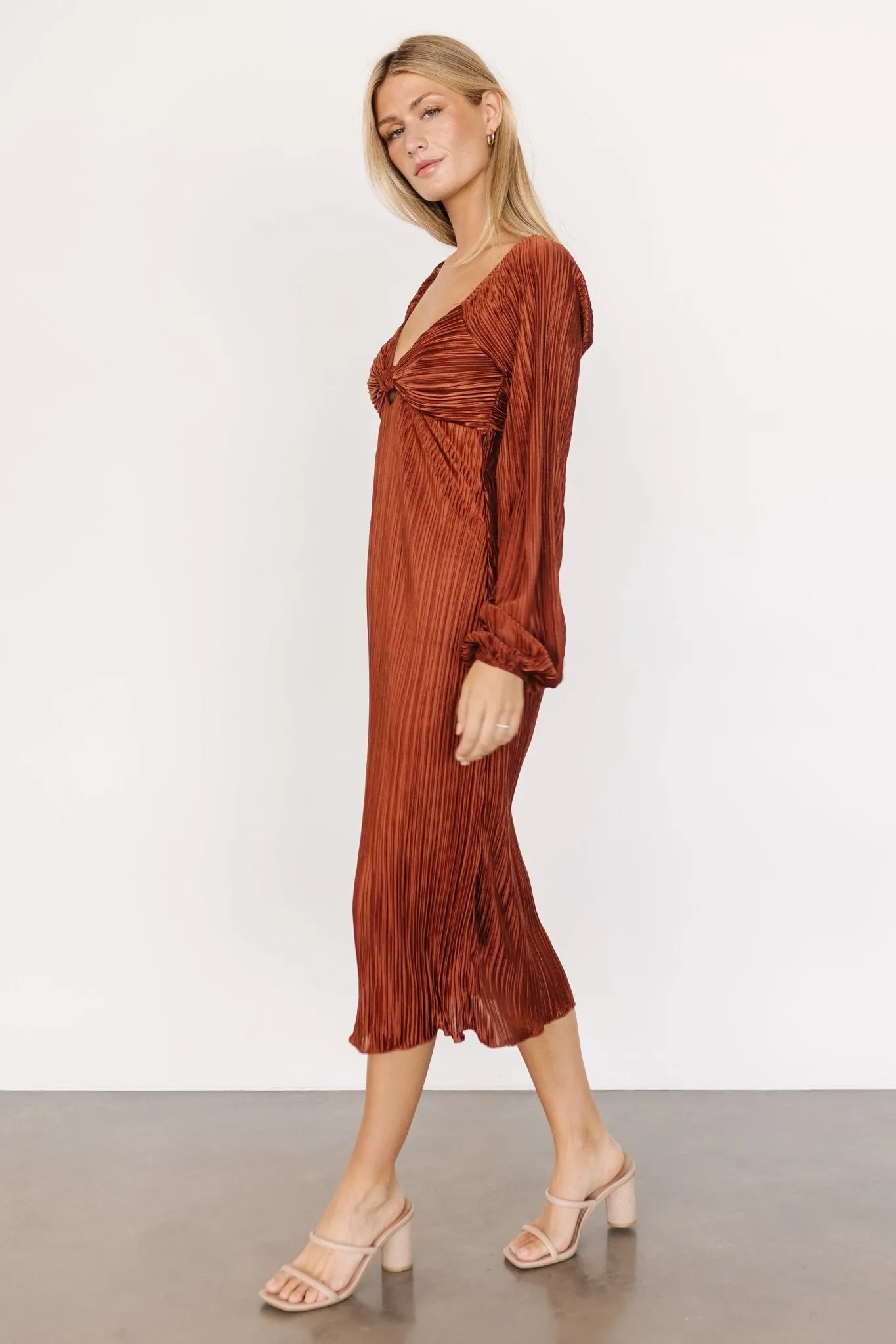 Amani Pleated Midi Dress | Cinnamon sold by Baltic Born product image thumbnail 4