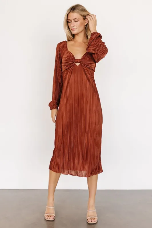 Amani Pleated Midi Dress | Cinnamon sold by Baltic Born