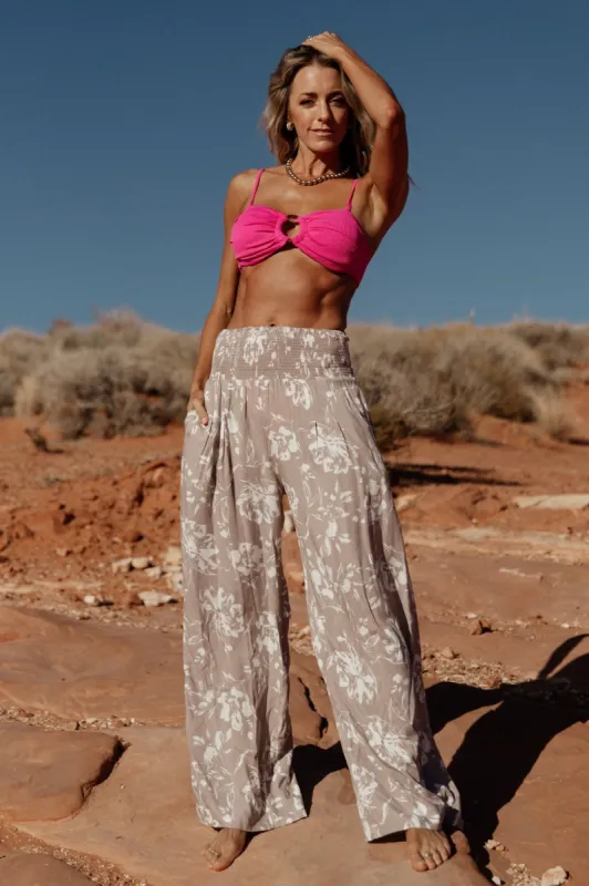 Malta Smocked Waist Pants | Sand + White sold by Baltic Born