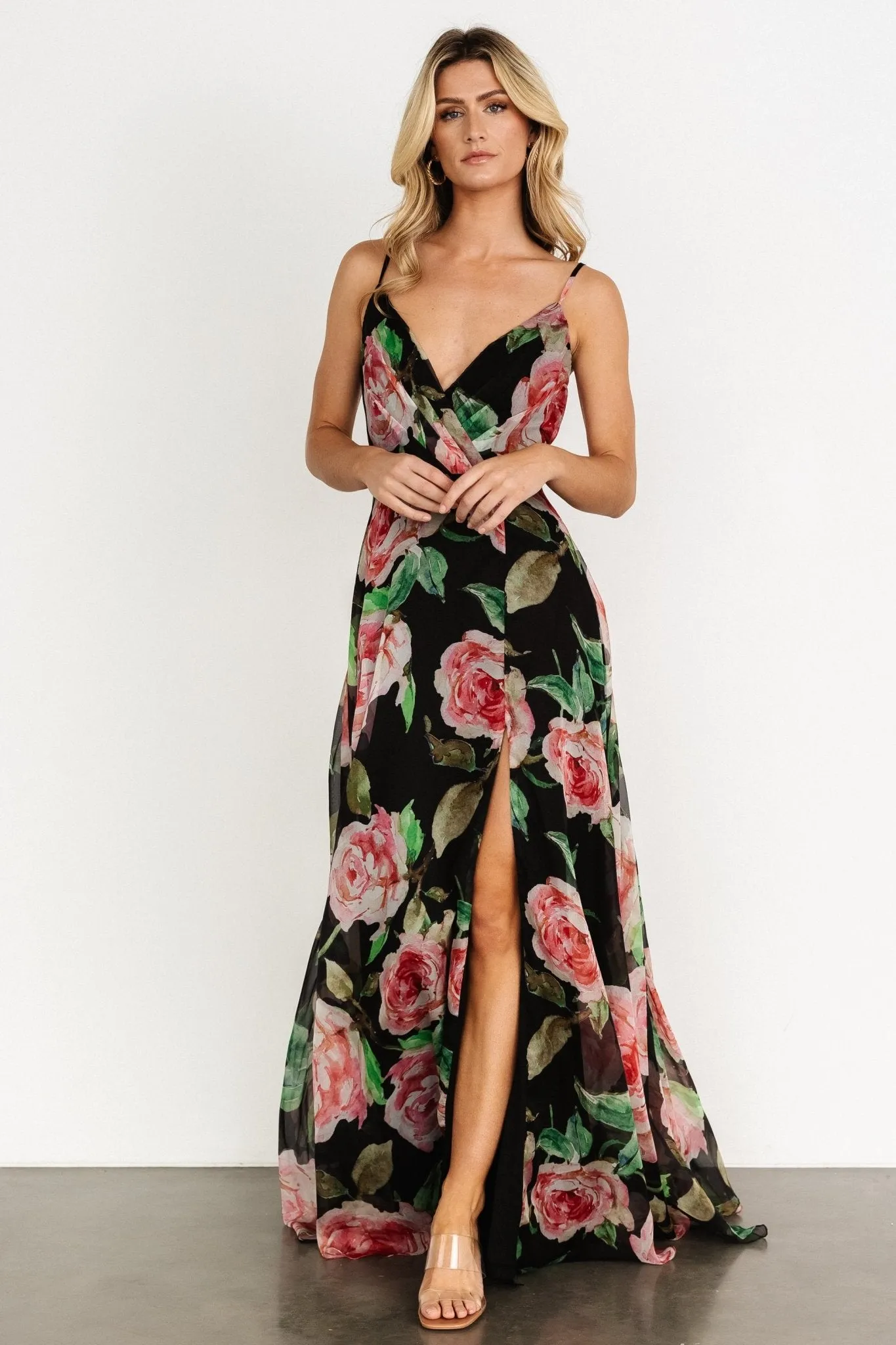 Vivienne Maxi Dress | Black Rose Floral sold by Baltic Born