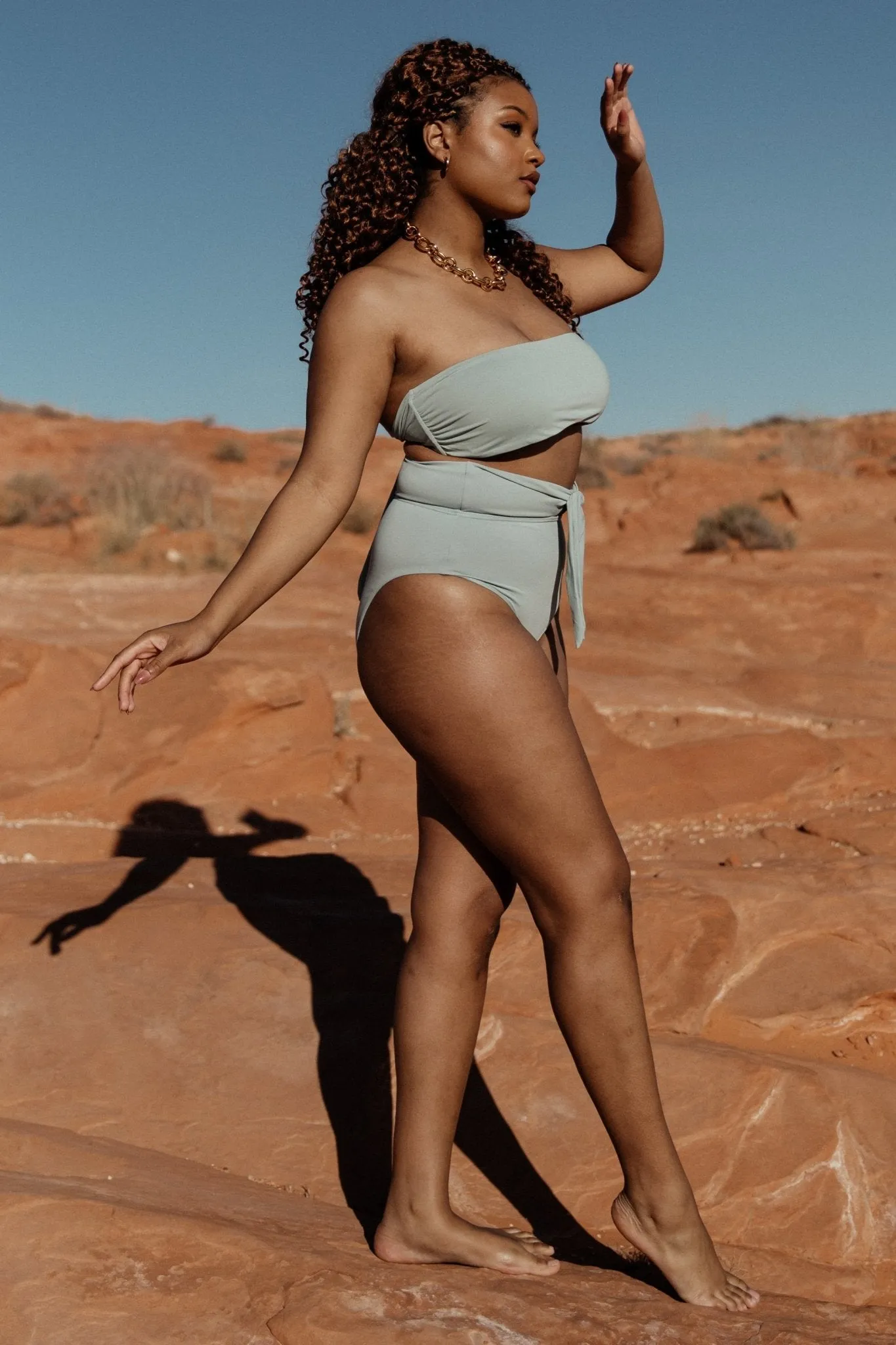 Milos High Waist Bikini Bottom | Sage sold by Baltic Born product image thumbnail 2