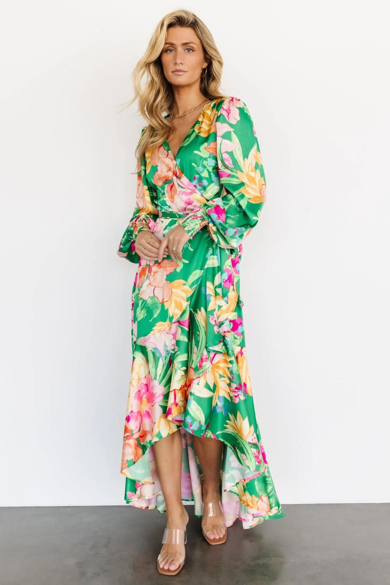 Eva Faux Wrap Maxi Dress | Green Multi sold by Baltic Born product image thumbnail 4