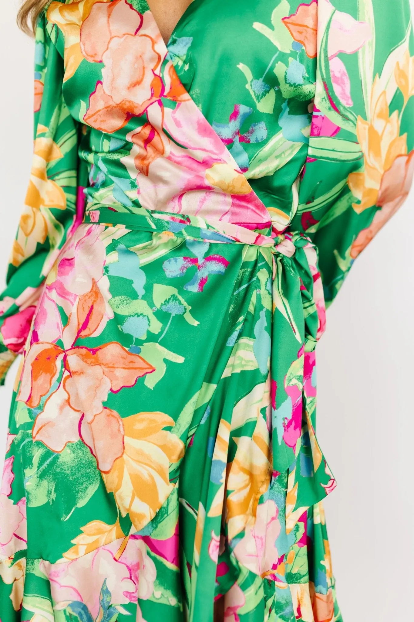 Eva Faux Wrap Maxi Dress | Green Multi sold by Baltic Born product image thumbnail 2