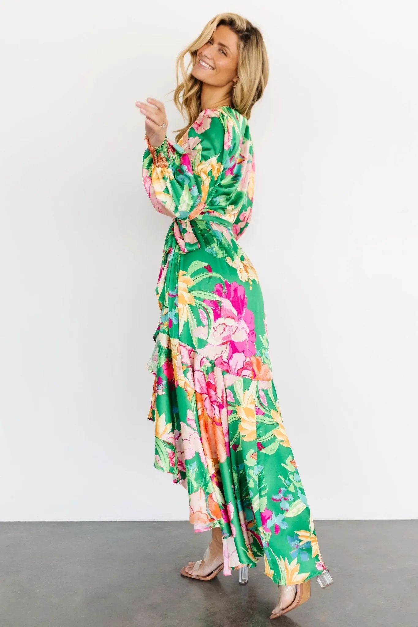 Eva Faux Wrap Maxi Dress | Green Multi sold by Baltic Born product image thumbnail 3