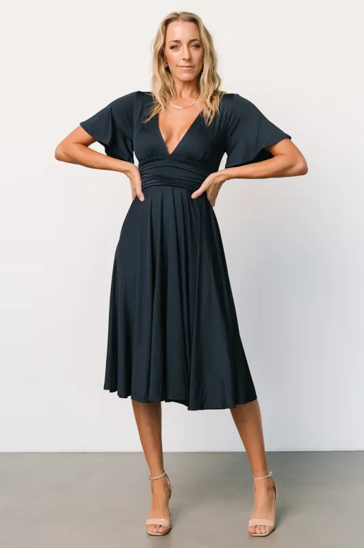 Janette Midi Dress | Midnight Blue sold by Baltic Born