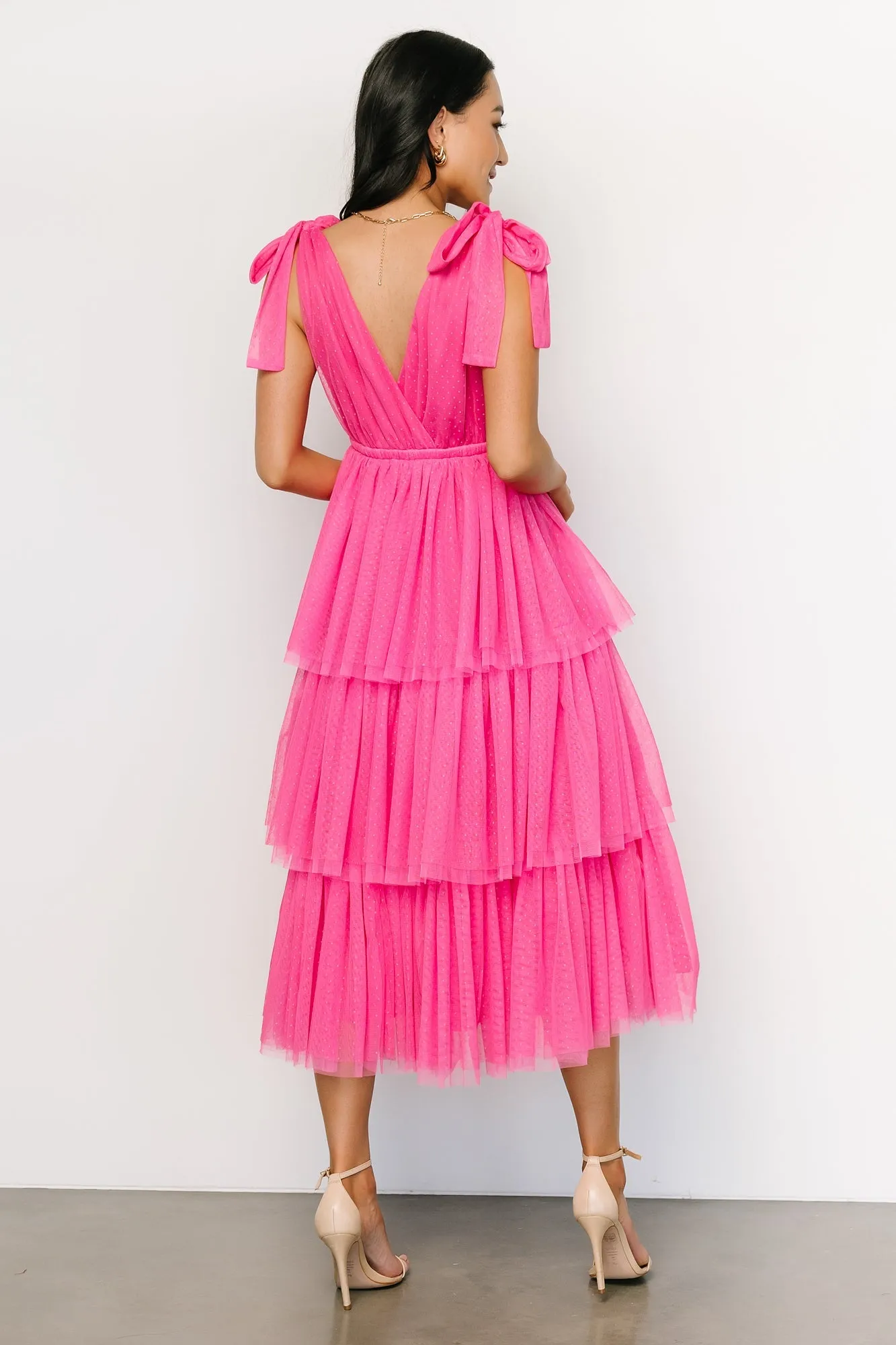 Tessa Tiered Tulle Tank Dress | Hot Pink sold by Baltic Born product image thumbnail 5