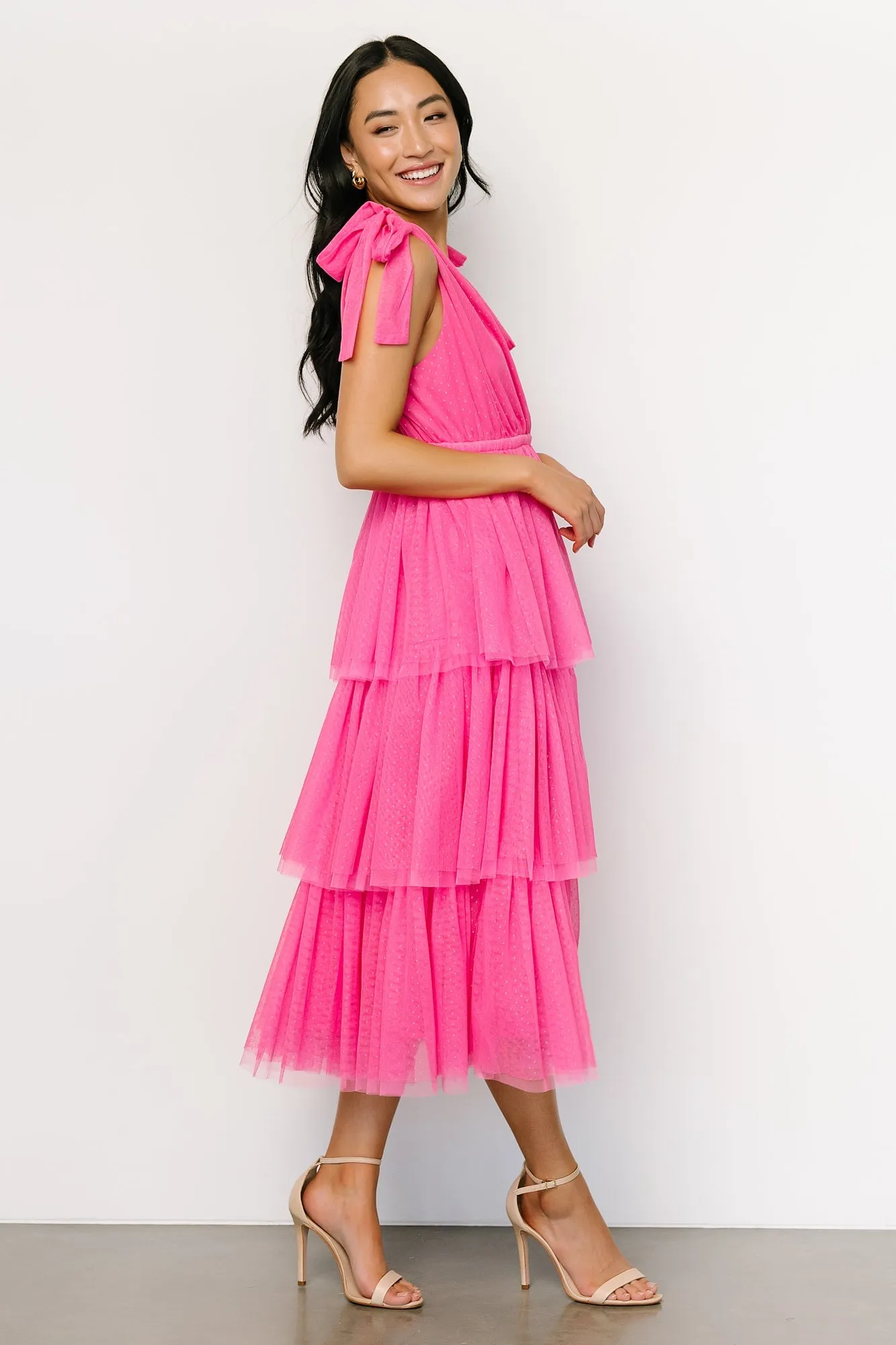 Tessa Tiered Tulle Tank Dress | Hot Pink sold by Baltic Born product image thumbnail 4