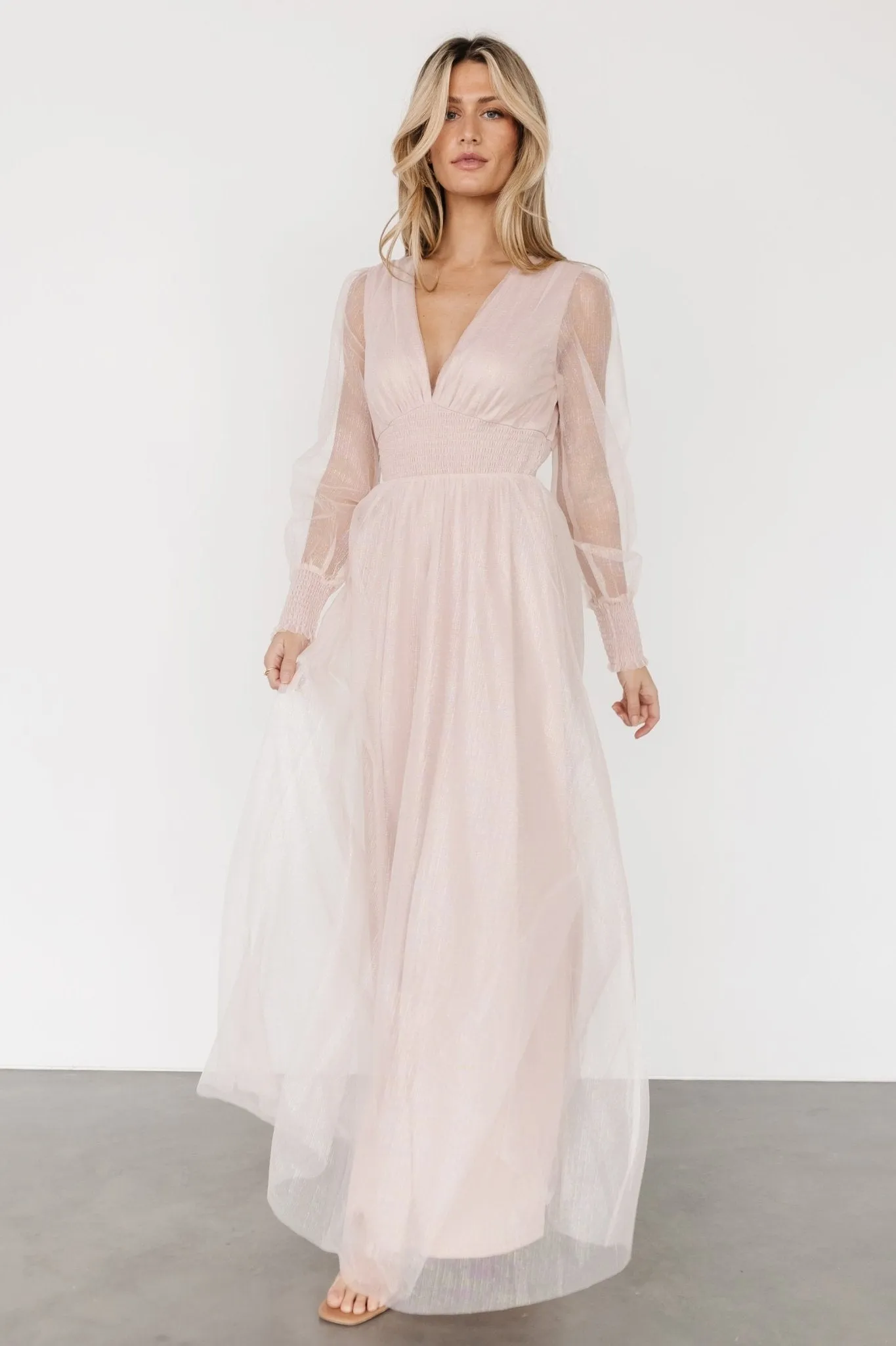 Layla Tulle Maxi Dress | Shimmer Pink sold by Baltic Born product image thumbnail 5