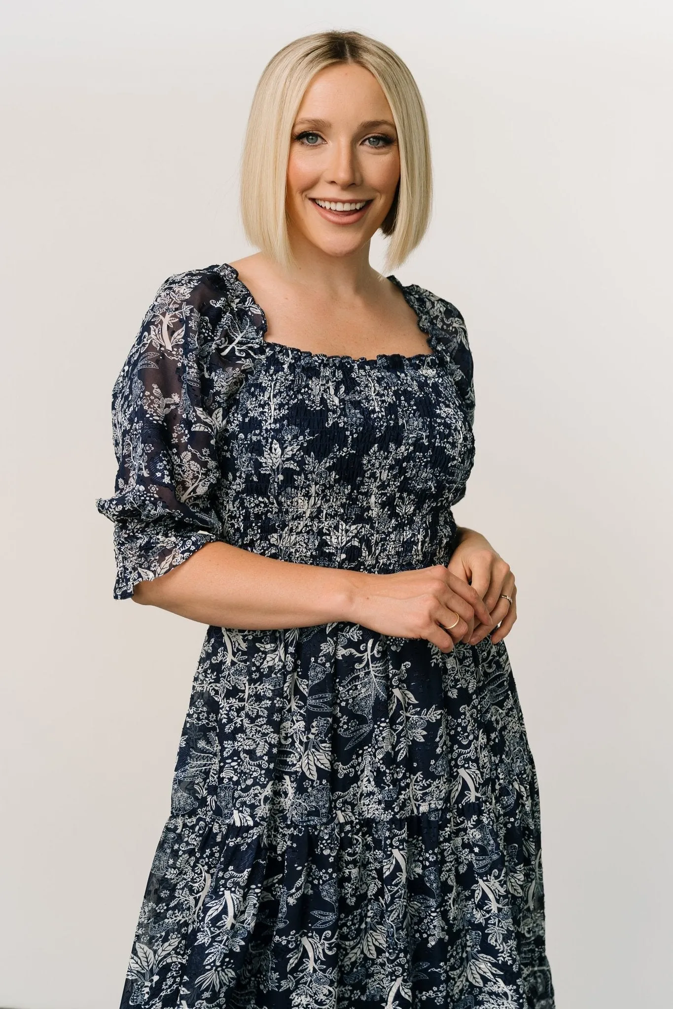 Fabian Jacquard Midi Dress | Indigo Print sold by Baltic Born product image thumbnail 2