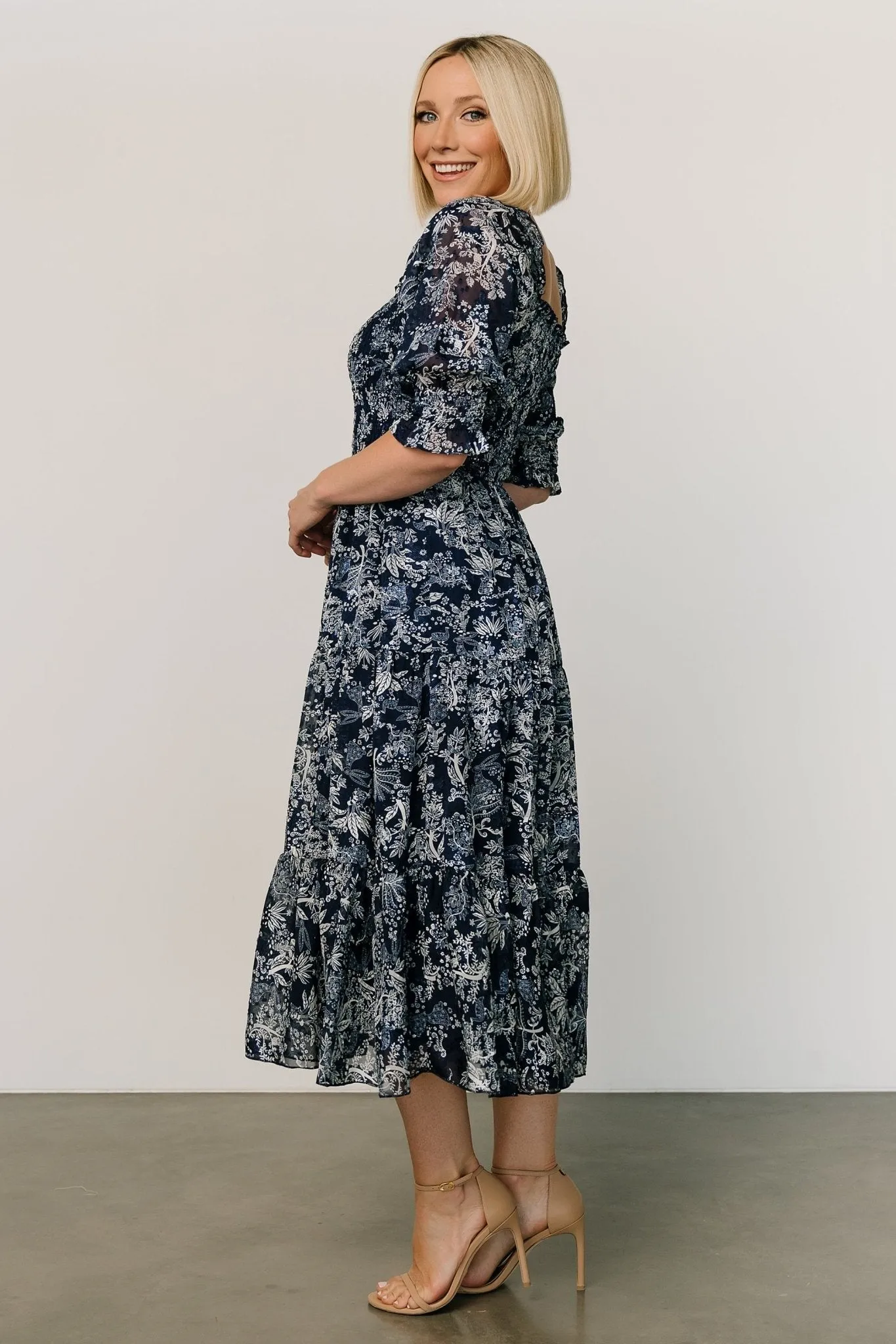 Fabian Jacquard Midi Dress | Indigo Print sold by Baltic Born product image thumbnail 3