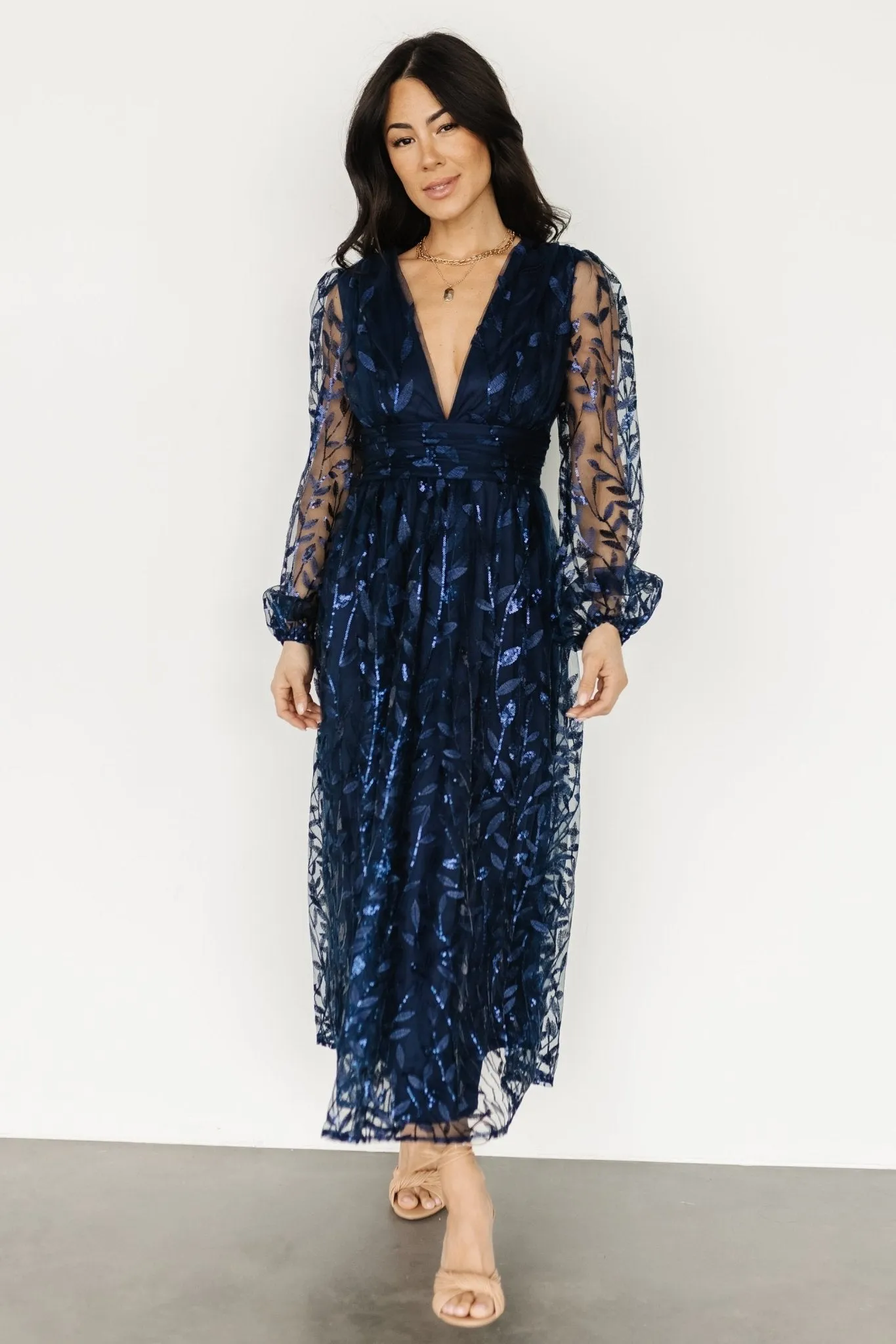 Odessa Sequin Embossed Dress | Dark Blue sold by Baltic Born product image thumbnail 5