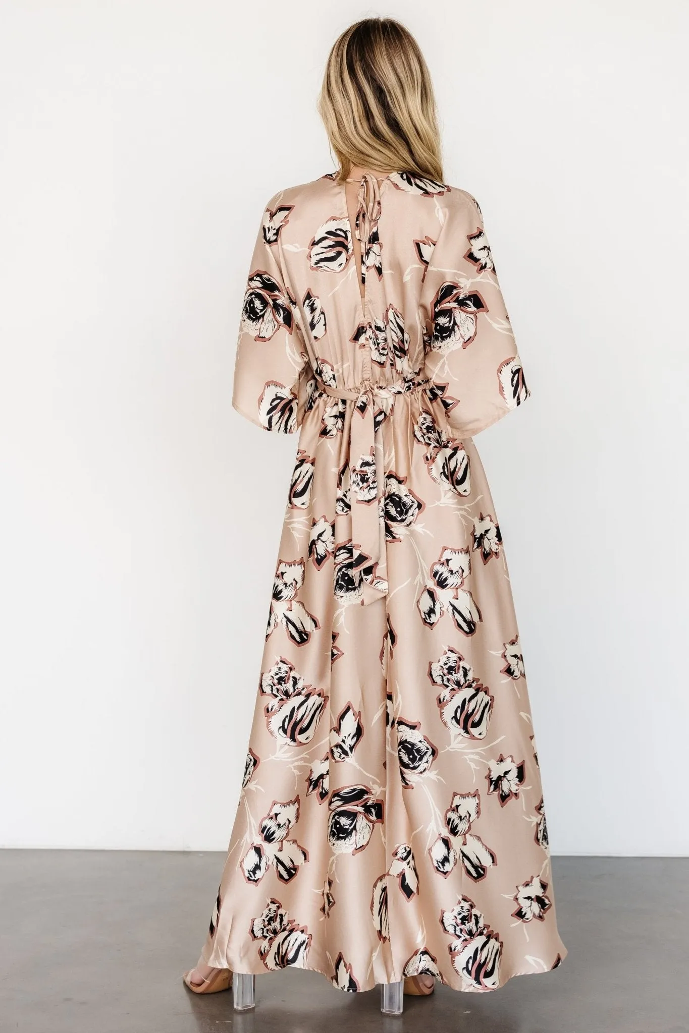Romilly Satin Maxi Dress | Champagne Print sold by Baltic Born product image thumbnail 2