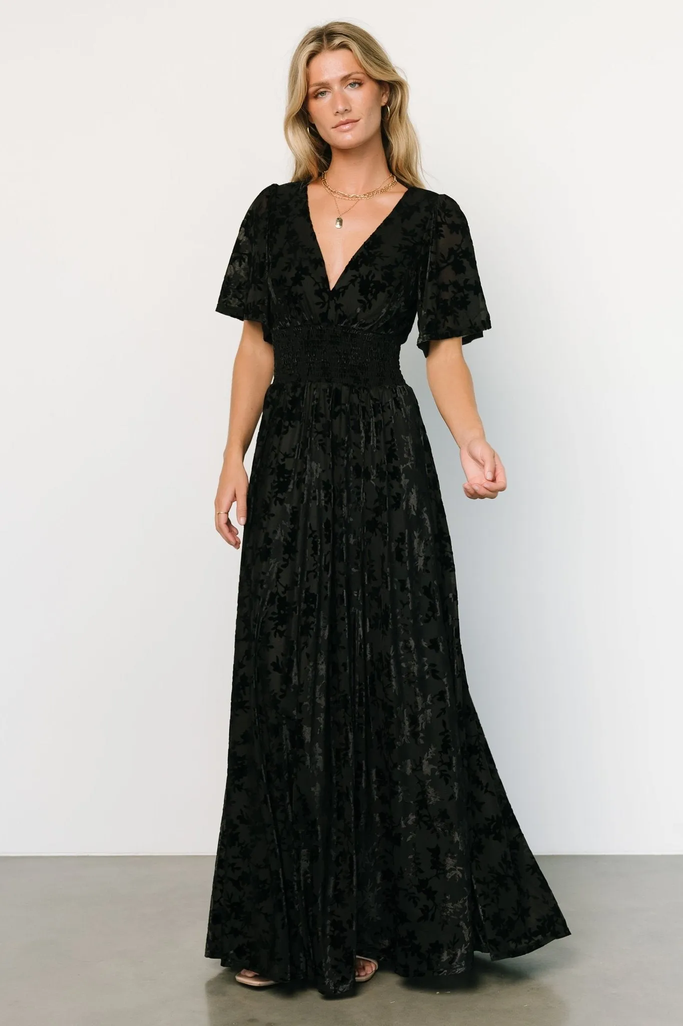 Veronica Velvet Maxi Dress | Black sold by Baltic Born