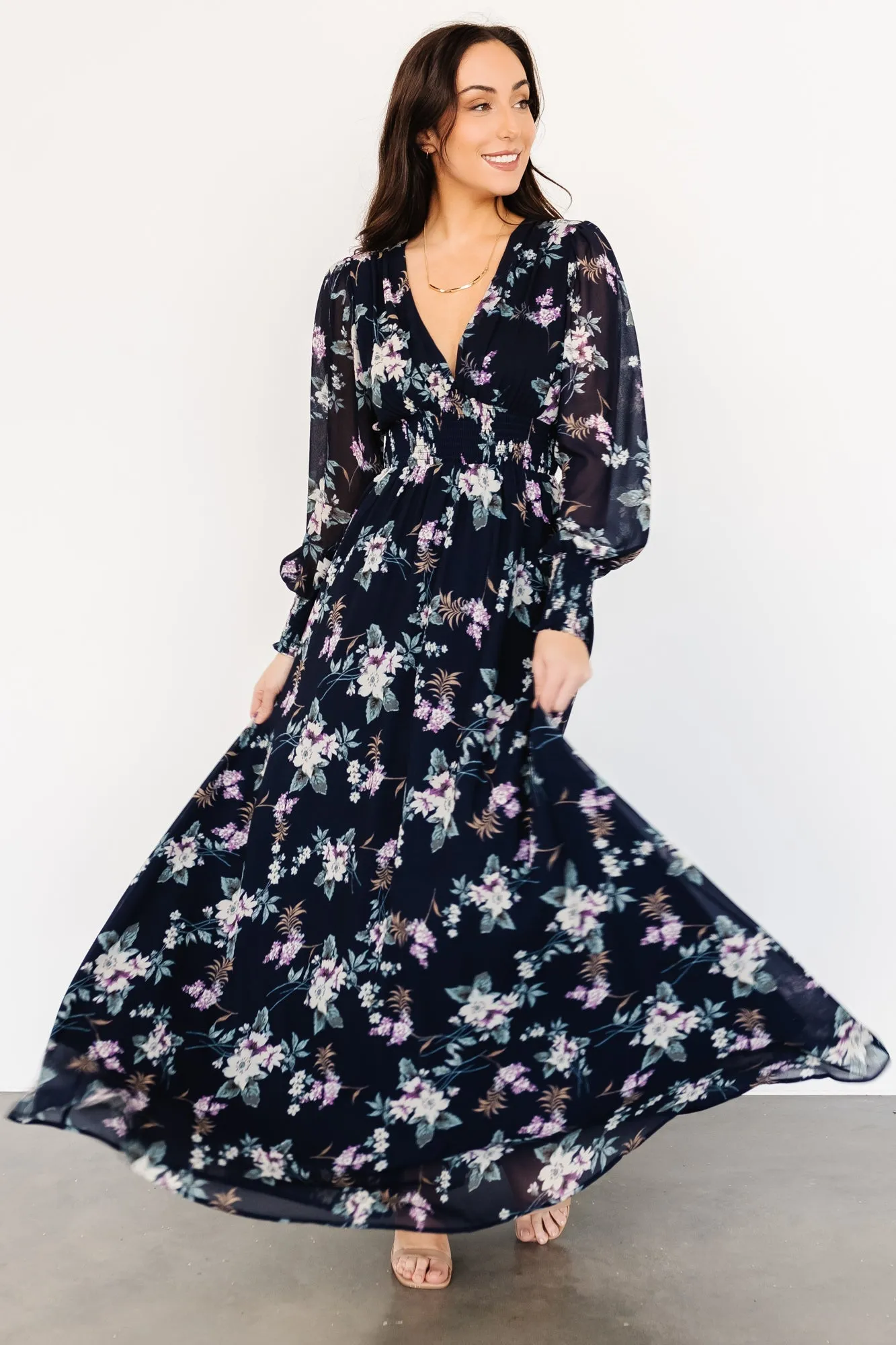 Olivia Maxi Dress | Navy Garden Floral sold by Baltic Born product image thumbnail 5