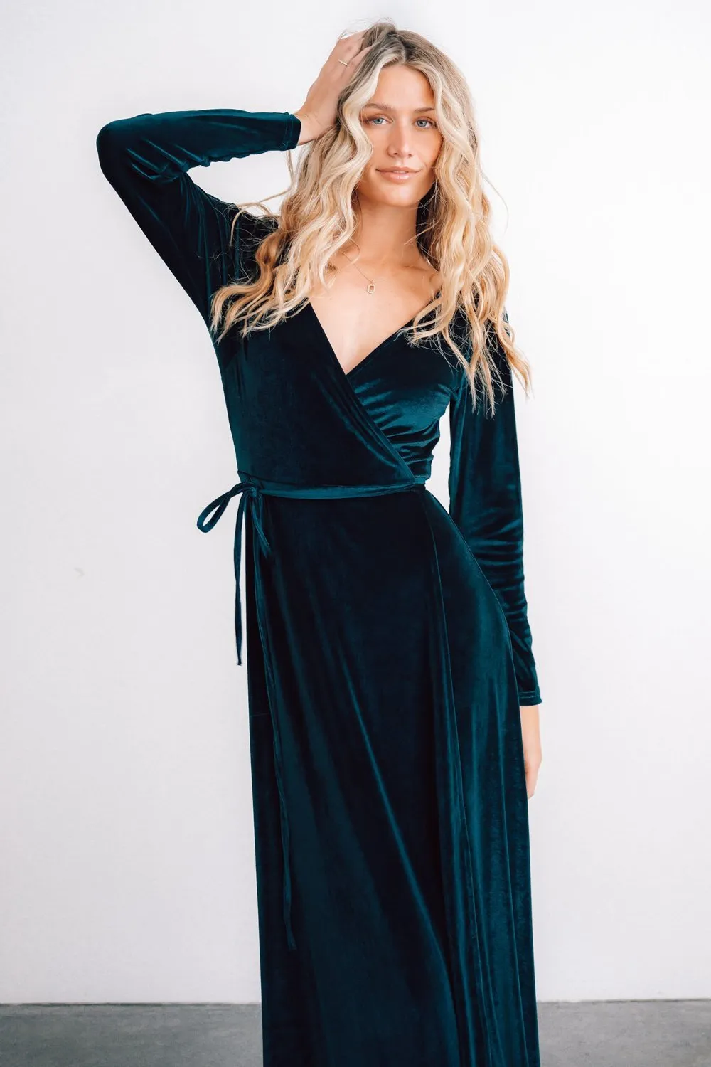 Esmerelda Velvet Wrap Maxi Dress | Jade sold by Baltic Born product image thumbnail 3