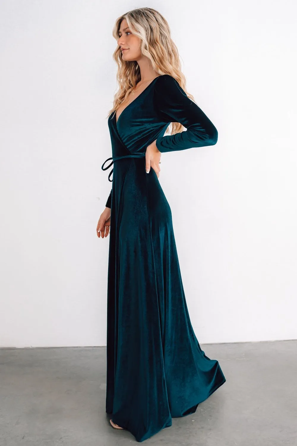 Esmerelda Velvet Wrap Maxi Dress | Jade sold by Baltic Born product image thumbnail 2