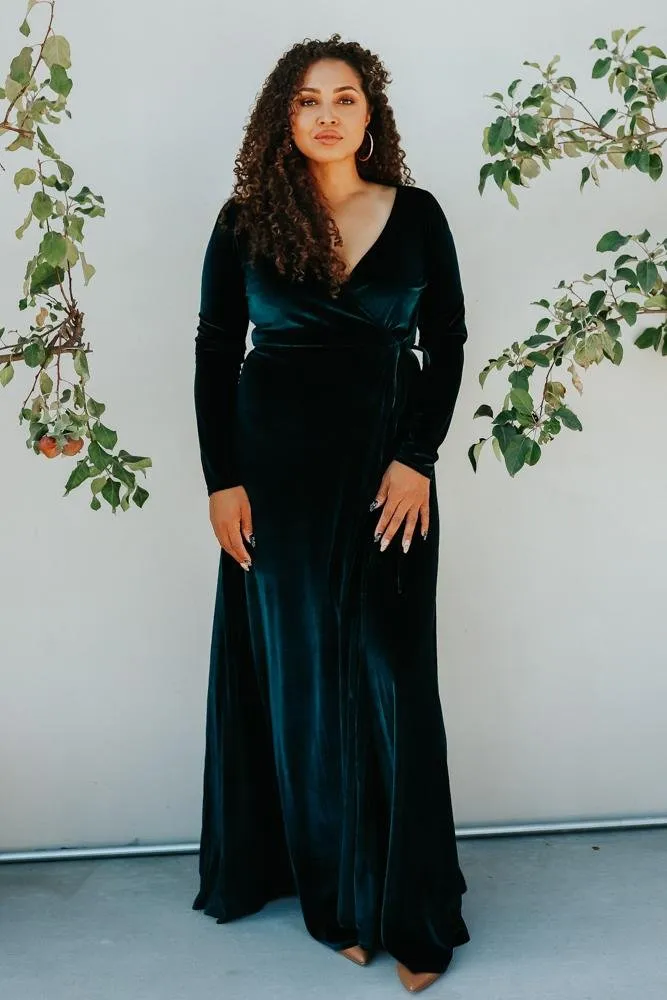 Esmerelda Velvet Wrap Maxi Dress | Jade sold by Baltic Born product image thumbnail 4