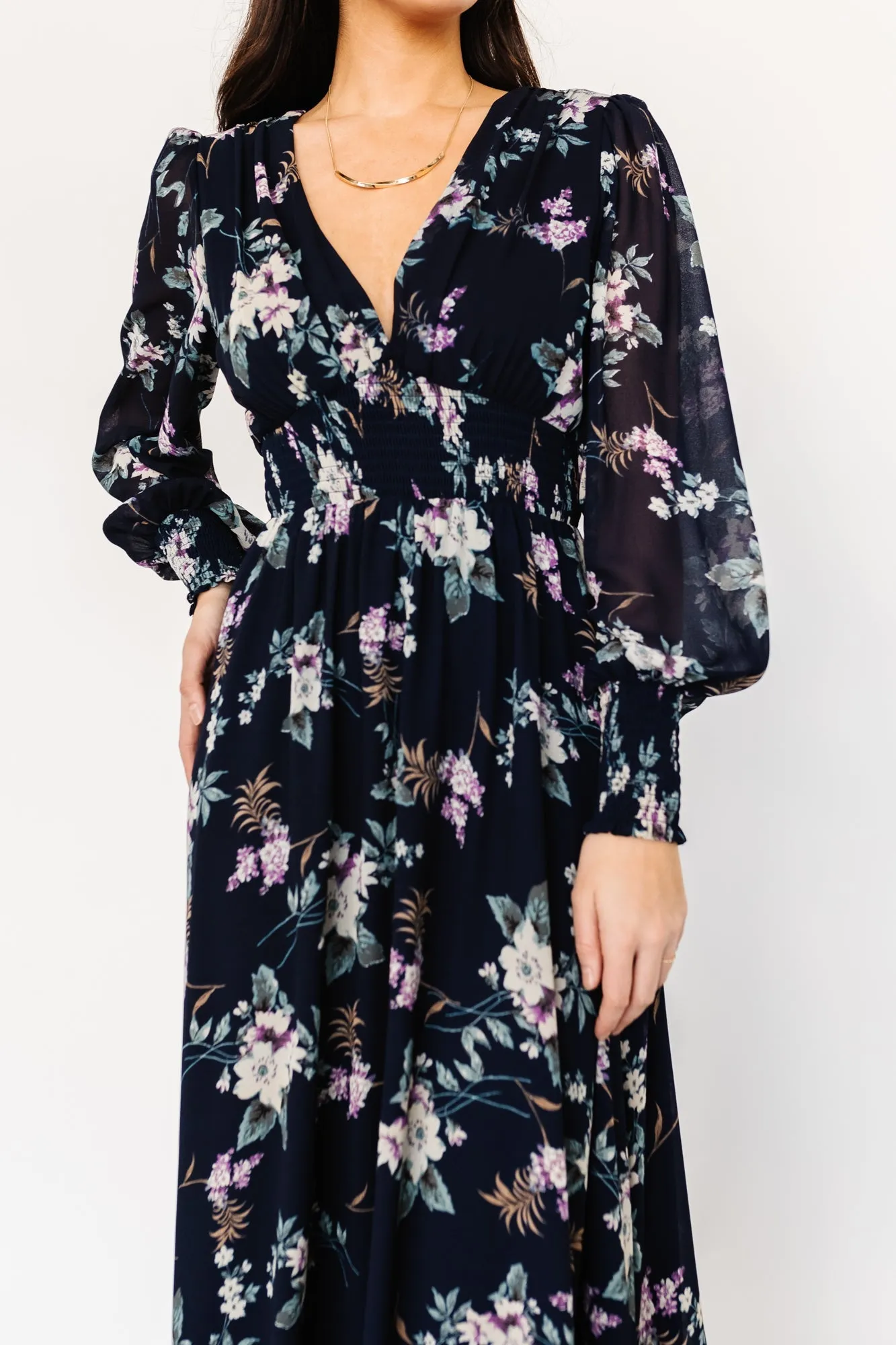 Olivia Maxi Dress | Navy Garden Floral sold by Baltic Born product image thumbnail 3