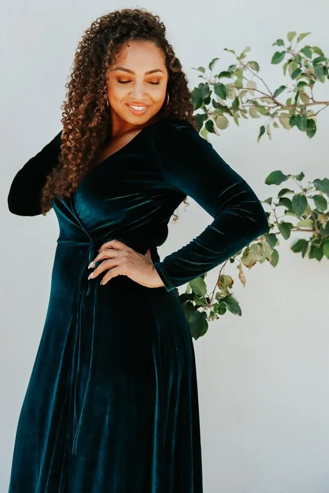 Esmerelda Velvet Wrap Maxi Dress | Jade sold by Baltic Born product image thumbnail 5