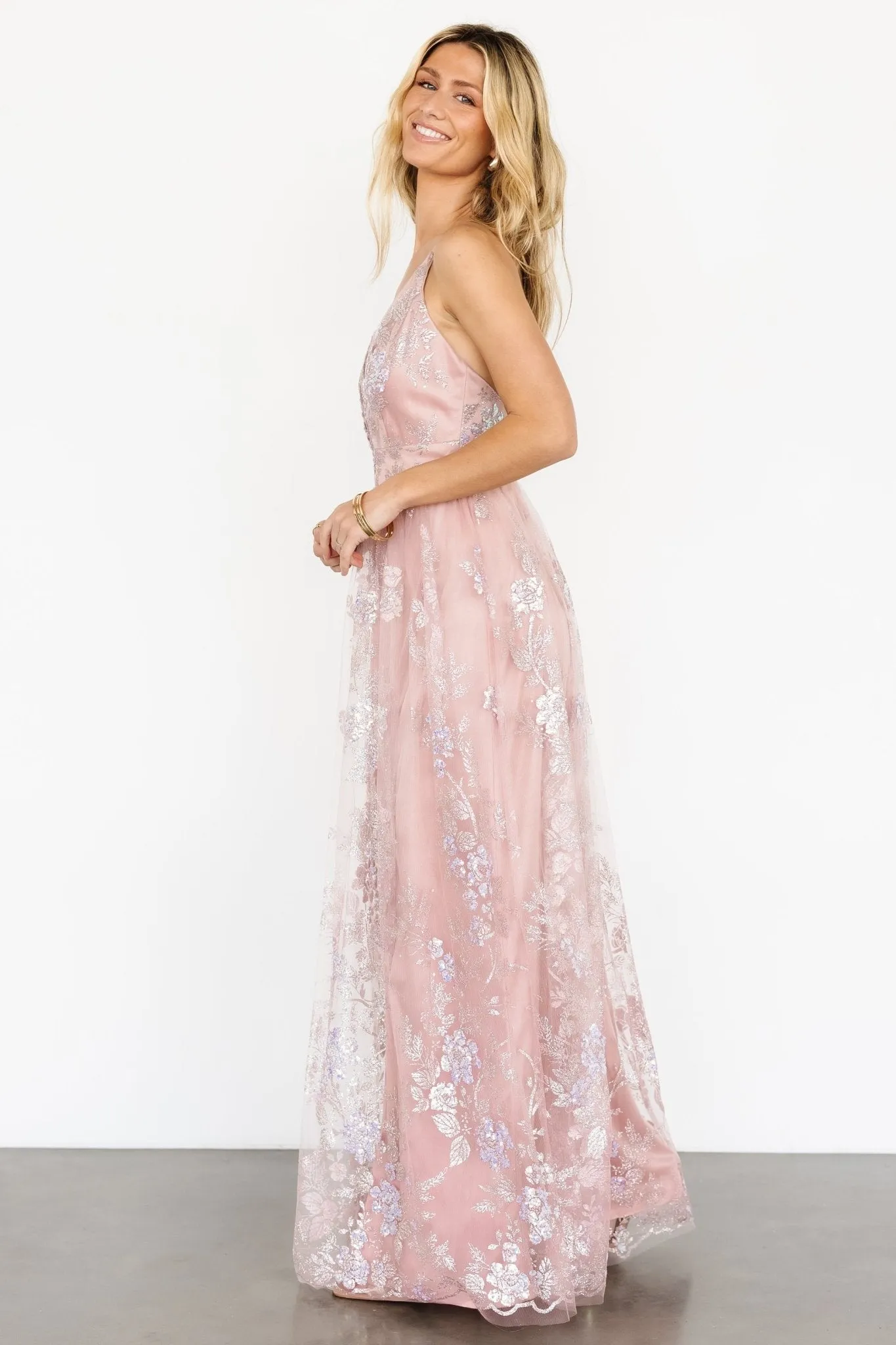 Lucienne Shimmer Maxi Gown | Blushing Rose sold by Baltic Born product image thumbnail 3